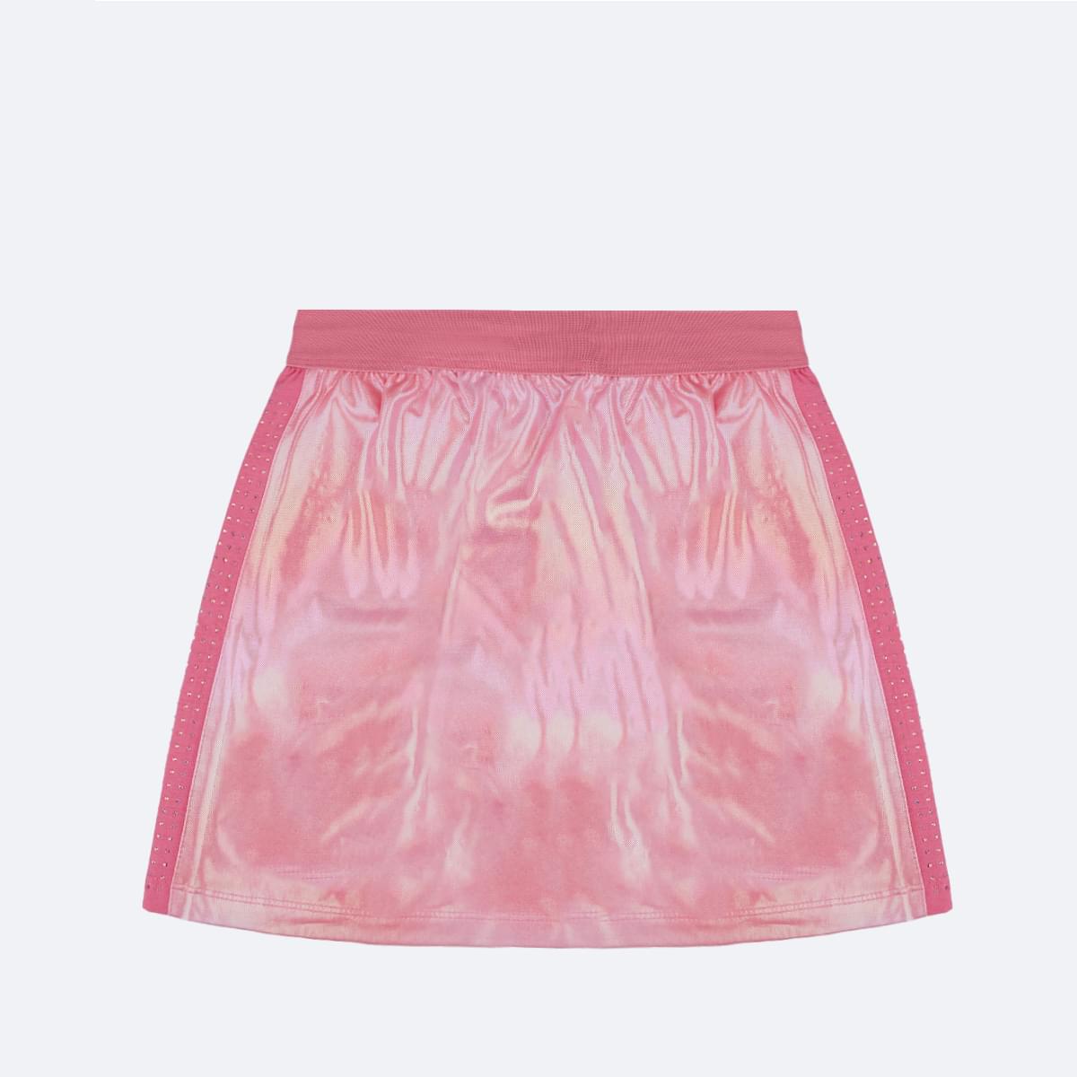 Short Saia Infantil Pampili Strass Rosê Holográfico - traseira do short saia