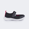 Tênis Infantil Feminino Mini Soft  Mary Jane Telado Cinza Preto