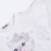 Conjunto Infantil Kukiê Gatinha Branco - detalhes em strass do conjunto