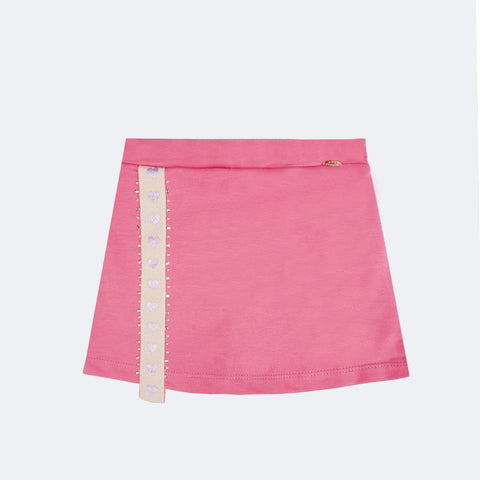 Short Saia Infantil Pampili Corações Rosa - short saia infantil