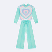 Conjunto Infantil Kukiê Moletom Blusa Boxy e Calça Wide Leg Verde Água - moletom infantil feminino