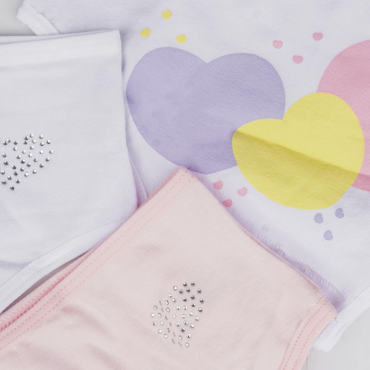 Kit Calcinha Infantil Pampili Sortidas Corações Colorido