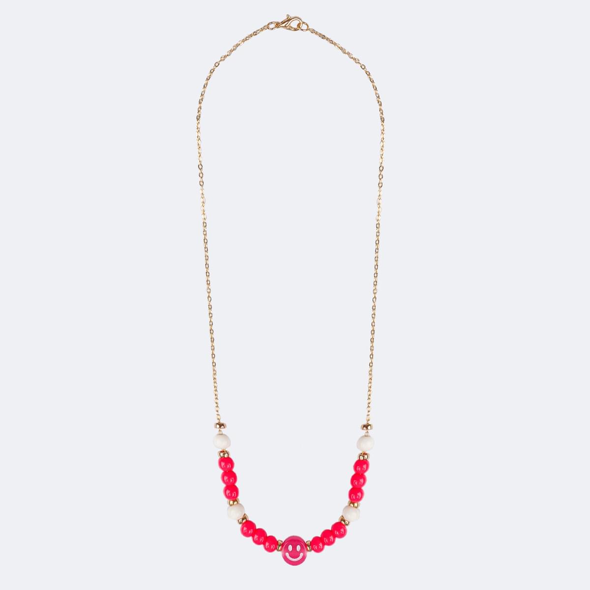Colar Infantil Pampili Smile e Bolinhas Pink - colar de emoji