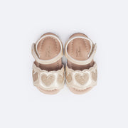 Sandália de Bebê Pampili Nana Corações de Glitter Dourada - superior da sandália