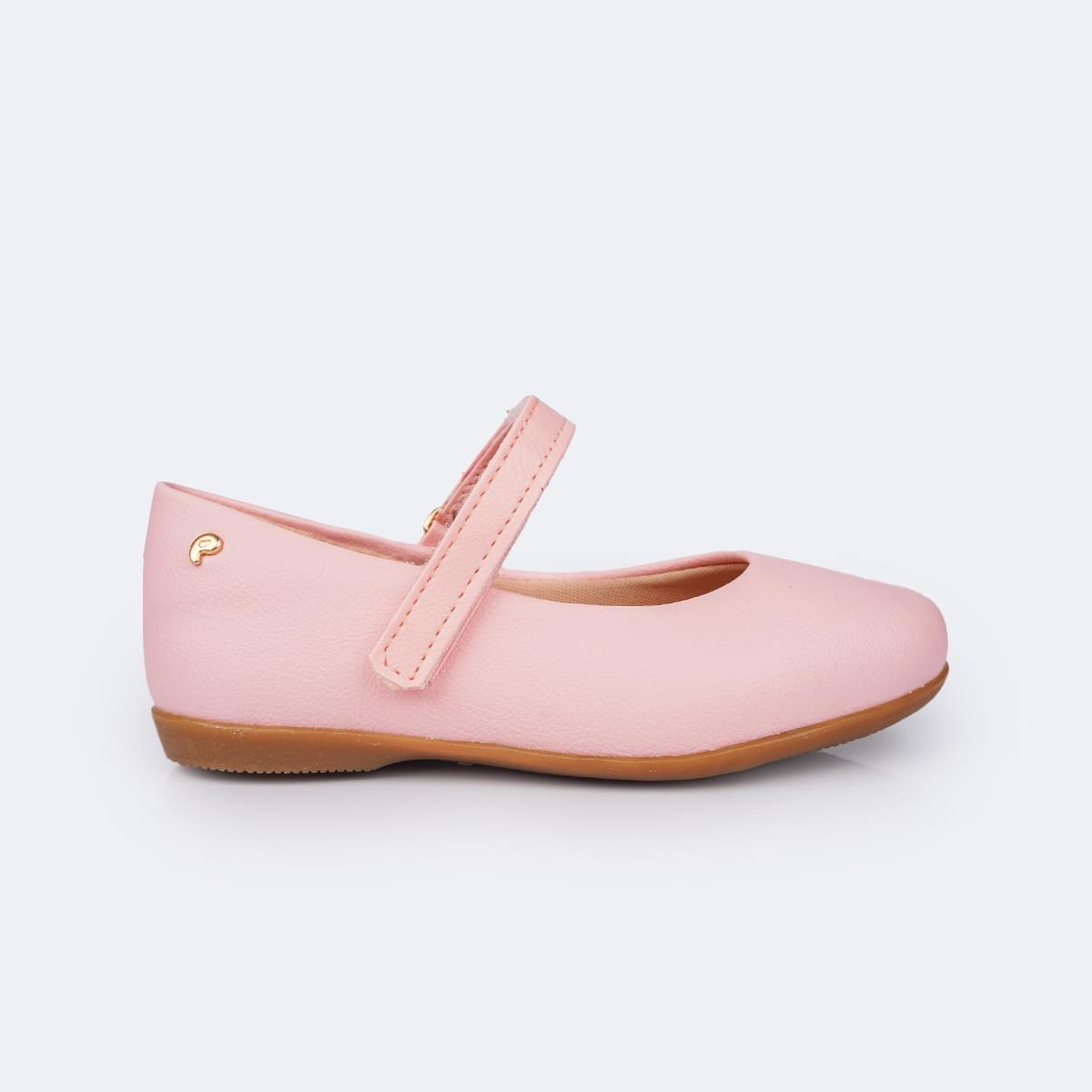 Sapatilha Infantil Bailarina com Tira Regulável Rosa Glacê - lateral da sapatilha clássica