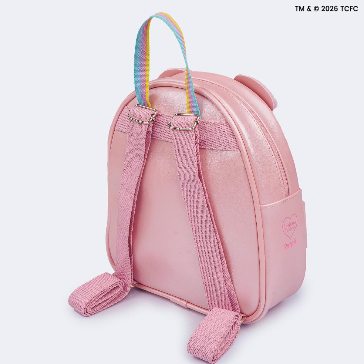 Mochila Infantil Pampili Ursinhos Carinhosos Perolada Rosa