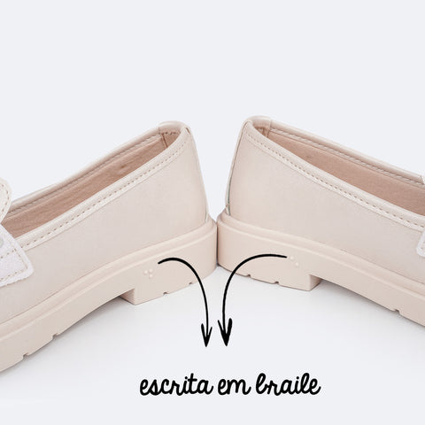 Sapato Infantil Pampili Tifany Mocassim Glitter e Tachas Nude