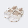 Sapato Infantil Pampili Mini Angel Laço Duplo Glitter e Strass Nude
