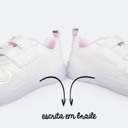 Tênis de Led Infantil Pampili Sneaker Luz Calce Fácil Laço Branco