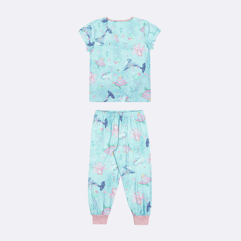 Pijama Infantil Alakazoo Oceano Azul Dália - costas do pijama