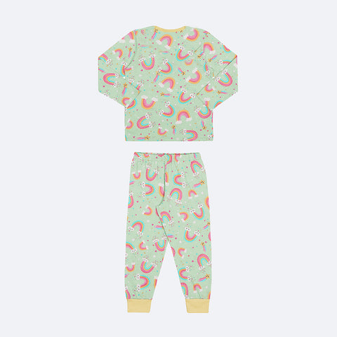 Pijama Infantil Manga Longa Alakazoo Sky Verde - costas do pijama