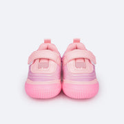 Tênis Infantil Feminino Pampili Yuyu Matelassê Comfy Rosa Giz - frente do tênis de bebê calce fácil