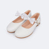 Sapato Infantil Feminino Pampili Angel Laço Removível Tela e Strass Branco