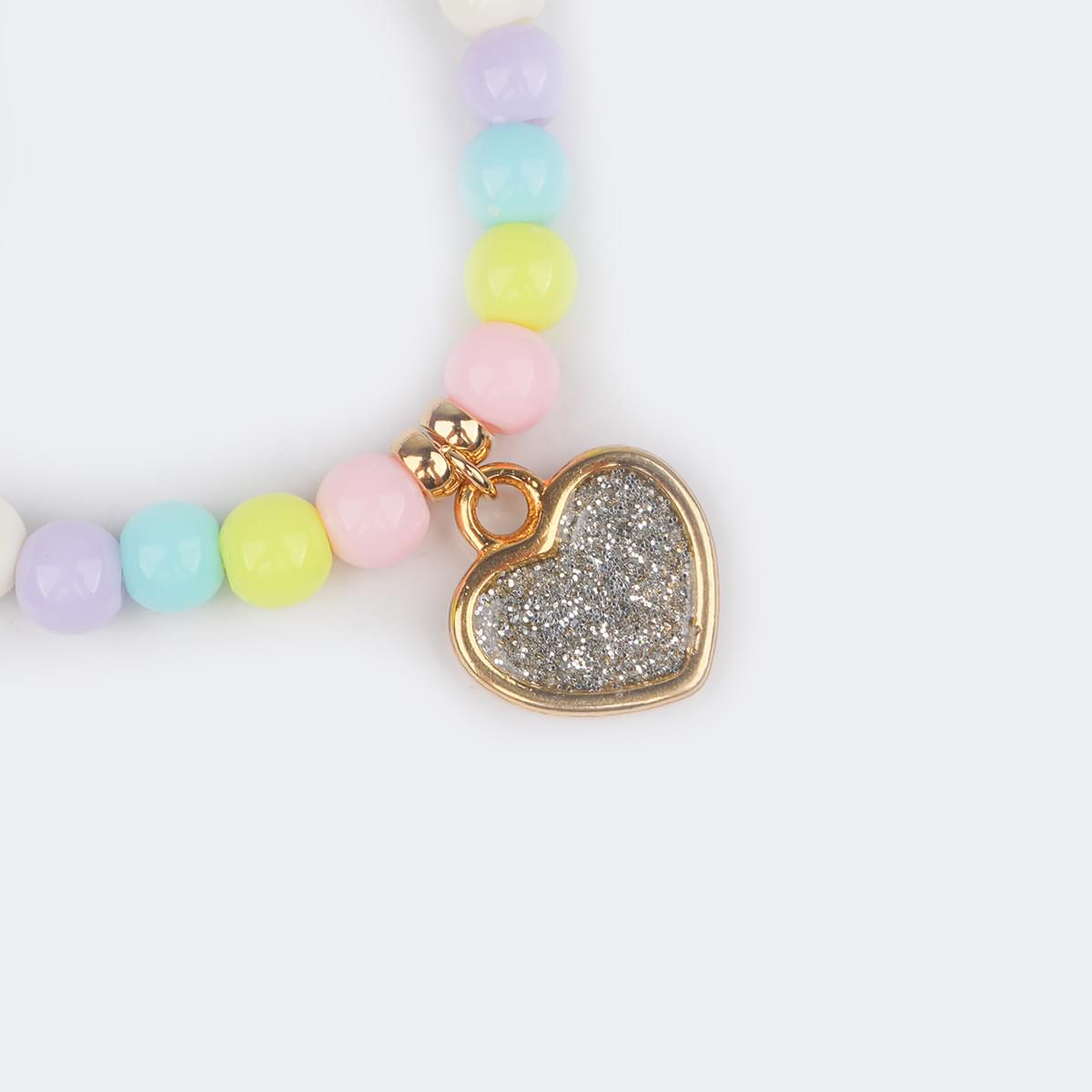 Pulseira Infantil Pampili Coração e Bolinhas Sortida - pulseira de pingente infantil