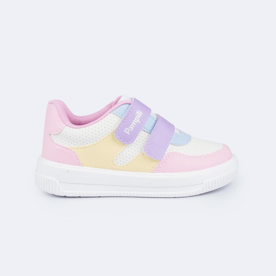Tênis de Led Pampili Sneaker Luz Mary Jane Laço Rosa Neon