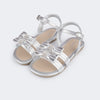 Sandália Infantil Feminina Mili Lacinhos com Strass Prata