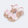 Sandália Infantil Pampili Mili Laço com Glitter Rosa Claro