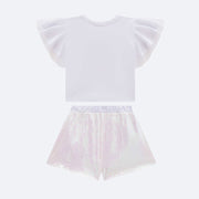 Conjunto Infantil Kukiê Gatinha Branco - traseira do conjunto infantil