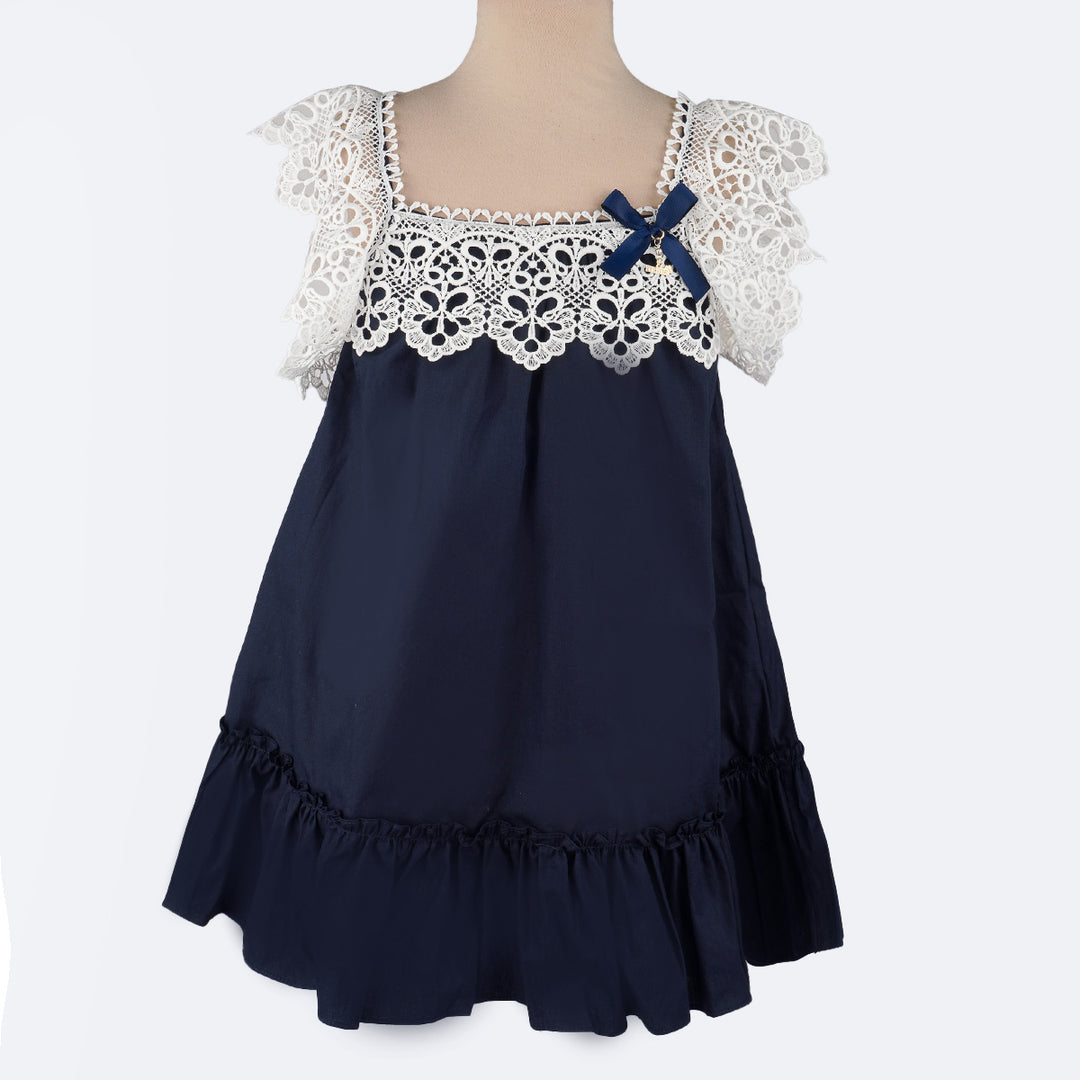 Vestido de Bebê Roana Babados e Renda Marinho Mundo da Menina by