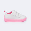 Tênis Infantil Feminino Pampili Slim Up Branco e Rosa Neon