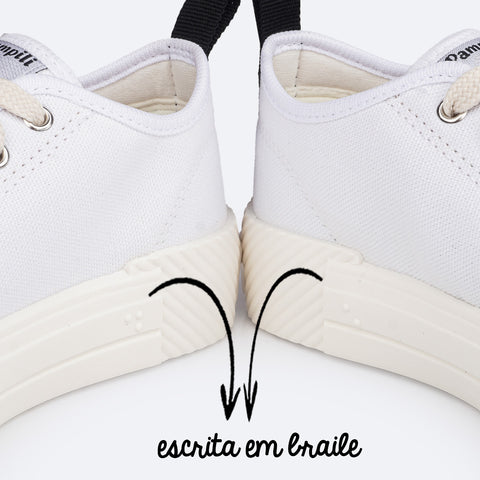 Tênis Infantil Feminino Pampili Max Branco - tenis com escrita em braile