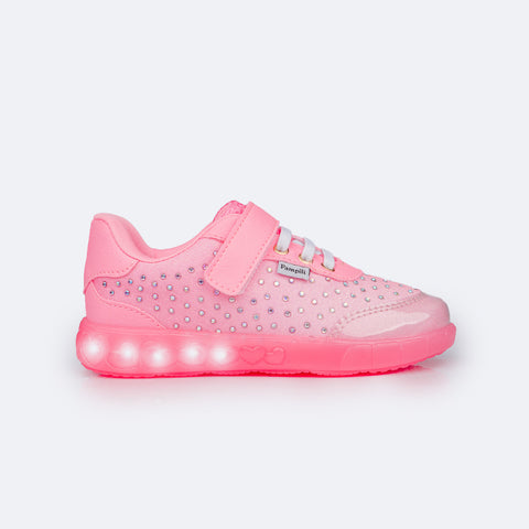 Tênis de Led Infantil Pampili Sneaker Luz Rosa Neon - Vem com Pulseira