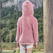 Conjunto Infantil Infanti By Flora Blusão e Legging Rosa Chá - costas blusa com capuz e calça legging