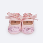 Sapato de Bebê Pampili Nina Bailarina Rosa Baby - Vem com faixa de cabelo! frente do sapato