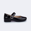 Sapato Infantil Pampili Lana Fivela com Strass Verniz Preto