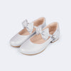 Sapato Infantil Pampili Lana com Laço Duplo Removível Prata