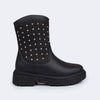Bota Coturno Infantil Feminina Duda com Glitter e Tachas Preta