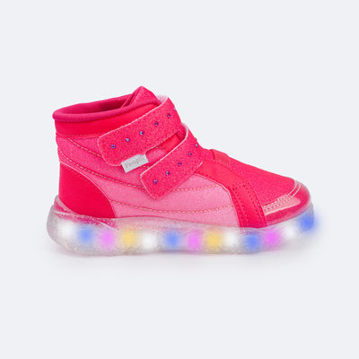 Tênis de Led Infantil Cano Médio Pampili Liz Luz Comfy Glitter Pink Maravilha - lateral tênis cano médio