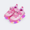 Tênis de Led Infantil Pampili Liz Luz Perolado Rosa