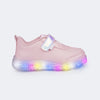 Tênis de Led Infantil Feminino Liz Luz Fecho Holográfico Rosa