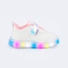 Tênis de Led Infantil Pampili Liz Luz Recortes Branco