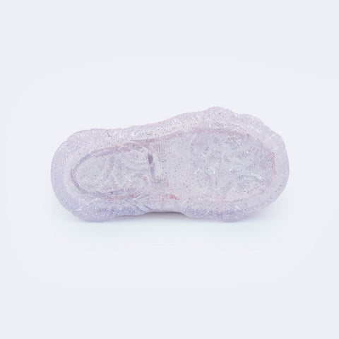 Tênis de Led Infantil Pampili Liz Luz Recortes Branco