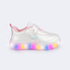 Tênis de Led Infantil Pampili Liz Luz Cereja Branco