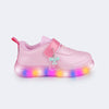 Tênis de Led Infantil Pampili Liz Luz Cereja Rosa