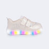 Tênis de Led Infantil Feminino Liz Luz Concha Nude