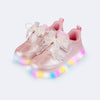 Tênis de Led Infantil Feminino Liz Luz Perolado com Laço de Renda Rosê