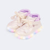 Tênis de Led Infantil Pampili Liz Luz Comfy Nude