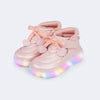 Tênis de Led Infantil Pampili Liz Luz Comfy Rosa Claro