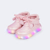 Tênis de Led Infantil Pampili Liz Luz Comfy Rosa