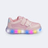 Tênis de Led Infantil Pampili Liz Luz Telado Rosa