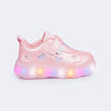 Tênis de Led Infantil Pampili Liz Luz Mini Corações Rosa