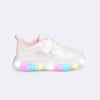 Tênis de Led Infantil Pampili Liz Luz Mini Corações Branco