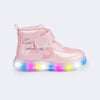 Tênis de Led Infantil Pampili Liz Luz Gato Unicórnio Rosa