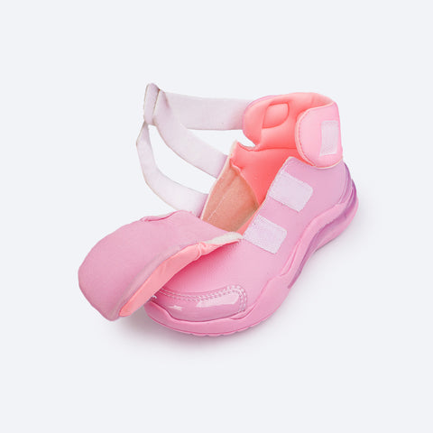 Tênis de Led Infantil Cano Médio Pampili SPK 35 Coração Comfy Rosa Bale Novo - calce fácil do tênis infantil feminino