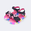 Sandália de Led Infantil Feminina Lulli Flores Preta