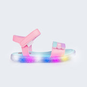 Sandália de Led Infantil Pampili Lulli Coração Perolado Colorida